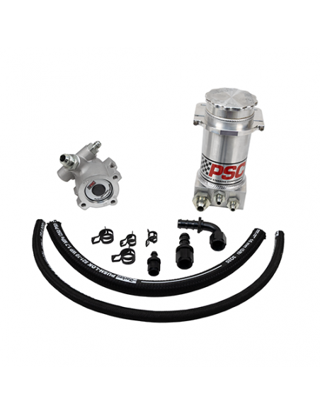 KIT BOMBA DIRECCION HIDRAULICA PSC PRO TOURING TIPO II - CAJA DIRECCION / SIN HYDRO-BOOST / ALUMINIO CEPILLADO