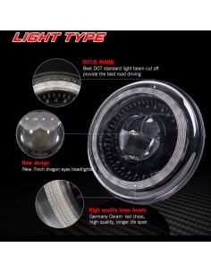 PAIR 7" LED HEADLIGHT HOMOLOGATED 2