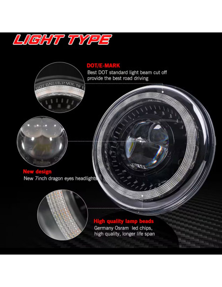 PAIR 7" LED HEADLIGHT HOMOLOGATED