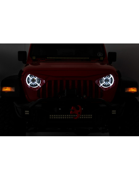 ROUGH COUNTRY 9" DRL Halo LED Headlights DOT Approved | Jeep Wrangler JL | Jeep Gladiator JT