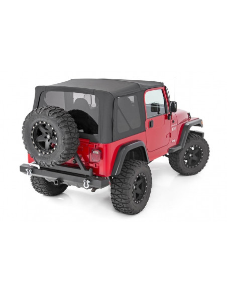 ROUGH COUNTRY TECHO Soft Top Negro Medias Puertas | Jeep Wrangler YJ