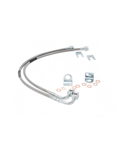 ROUGH COUNTRY Stainless Rear Brake Lines 4-6" Lift | Jeep Wrangler JK