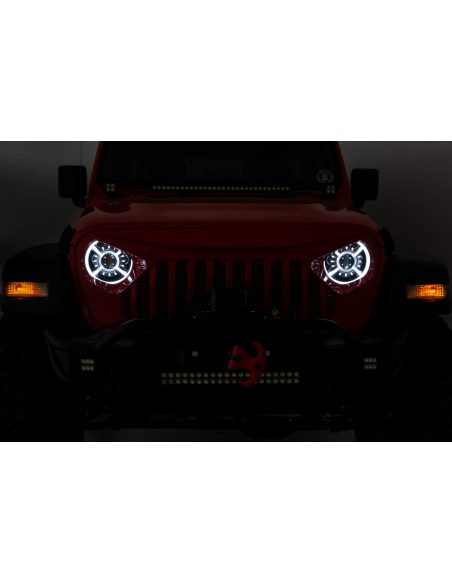 ROUGH COUNTRY 9" DRL Halo LED Headlights DOT Approved | Jeep Wrangler JL | Jeep Gladiator JT