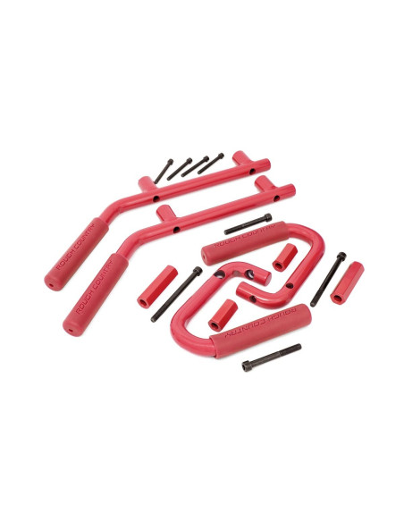 ROUGH COUNTRY Steel Grab Handles Red Front & Rear | Jeep Wrangler JK | Wrangler Unlimited JK