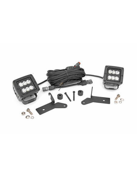 ROUGH COUNTRY LIGHTING 2" LED Cubes Hinge Mount Black | Jeep Wrangler JL | Jeep Gladiator JT