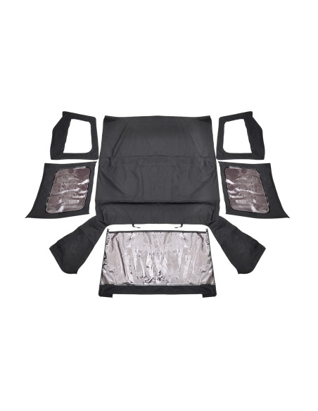 ROUGH COUNTRY TECHO Soft Top Negro Medias Puertas | Jeep Wrangler YJ