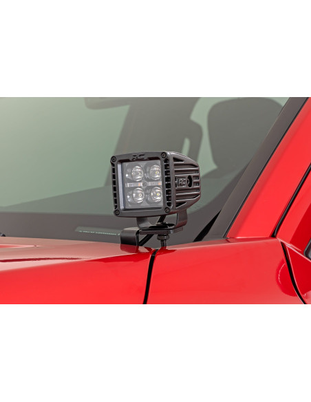 ROUGH COUNTRY LED Light Kit 2" Ditch Mount Black Pair White DRL | Toyota Tacoma