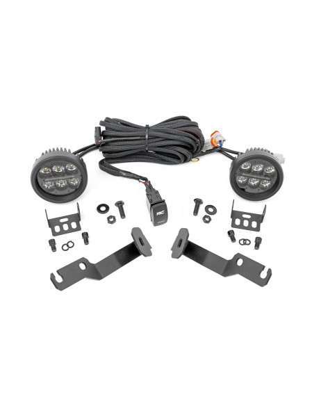 ROUGH COUNTRY LED Light Kit 3.5" Ditch Mount Black Series Amber DRL | Toyota Tacoma