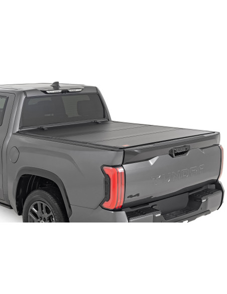 ROUGH COUNTRY Hard Tri-Fold Flip Up Bed Cover 5'7" | Toyota Tundra