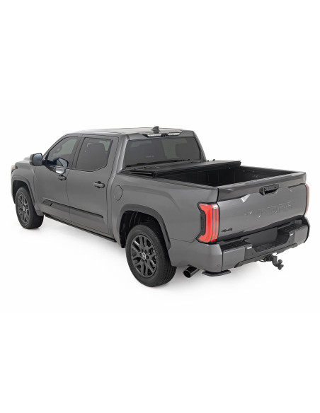 ROUGH COUNTRY Hard Tri-Fold Flip Up Bed Cover 5'7" | Toyota Tundra