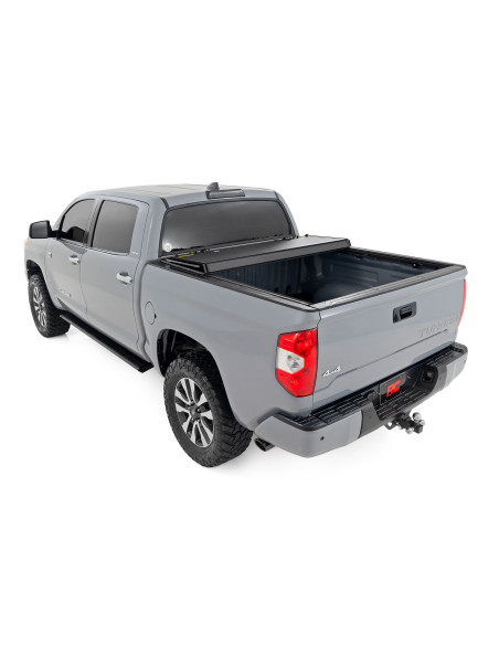 ROUGH COUNTRY Hard Tri-Fold Flip Up Bed Cover 5'7" | Toyota Tundra
