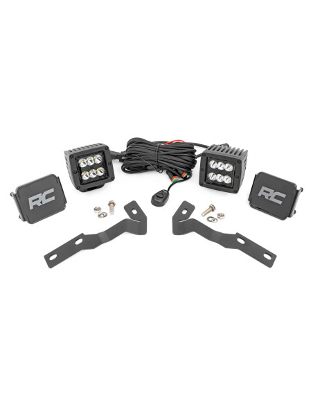 ROUGH COUNTRY LED Light Kit 2" Ditch Mount Spot Black | Toyota Tacoma