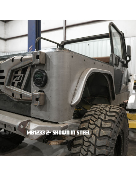 GUARDABARROS TRASEROS HATCHET MOTOBILT JEEP CJ/YJ/TJ ACERO 4 PULGADAS