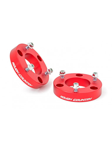 ROUGH COUNTRY 2 INCH LEVELING KIT | RED SPACERS | NISSAN TITAN 2WD/4WD (04-21)
