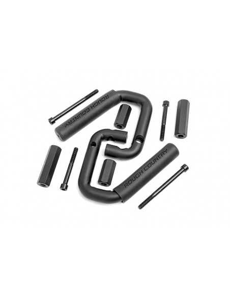 ROUGH COUNTRY Steel Grab Handles Front Black | Jeep Wrangler JK