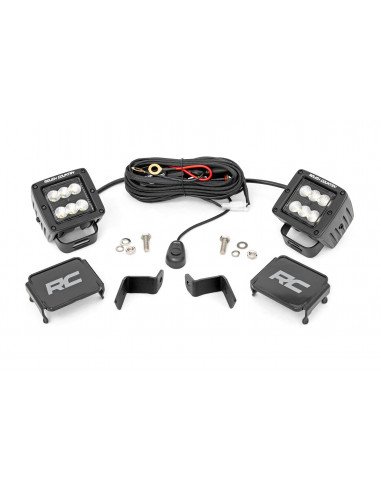 ROUGH COUNTRY LED LIGHT | DITCH MOUNT | 2" BLACK PAIR | FLOOD | FORD F-150 (15-22)