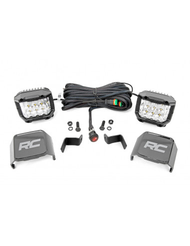 ROUGH COUNTRY LED LIGHT | DITCH MOUNT | 2" CHROME PAIR | WIDE ANGLE | FORD F-150 (15-22)