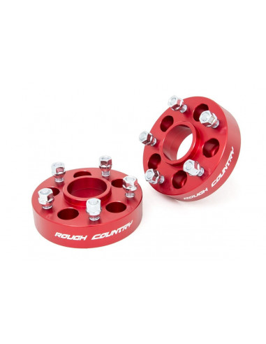 ROUGH COUNTRY 1.5 INCH WHEEL ADAPTERS | 5X4.5 TO 5X5 | RED | JEEP CHEROKEE XJ/COMANCHE MJ/WRANGLER TJ