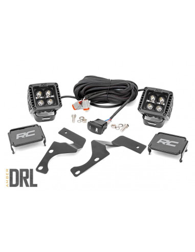 ROUGH COUNTRY LED LIGHT | DITCH MOUNT | 2" BLACK PAIR | AMBER DRL | TOYOTA 4RUNNER (10-22)