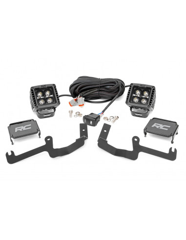 ROUGH COUNTRY LED LIGHT | DITCH MOUNT | 2" BLACK PAIR | WHITE DRL | CHEVY SILVERADO 1500 (19-22)