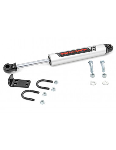 ROUGH COUNTRY V2 STEERING STABILIZER | AXLE BRACKET | 2-8 INCH LIFT | JEEP WRANGLER JK (07-18)