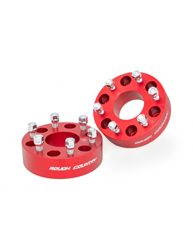 ROUGH COUNTRY 2 INCH WHEEL SPACERS | 6X5.5 | RED | CHEVY/GMC 1500 TRUCK & SUV (92-21)