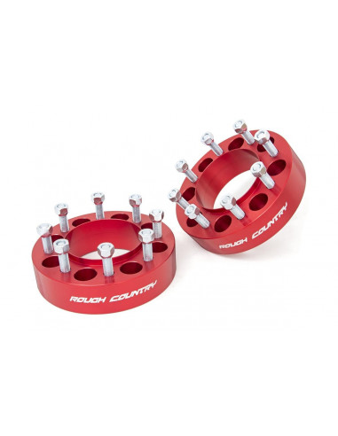 ROUGH COUNTRY 2 INCH WHEEL SPACERS | 8X170 | RED | FORD SUPER DUTY 4WD (03-22)