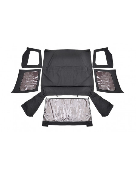ROUGH COUNTRY TECHO Soft Top Negro Medias Puertas | Jeep Wrangler YJ