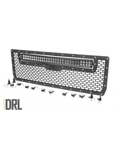 ROUGH COUNTRY MESH GRILLE | 30" DUAL ROW LED | BLACK | AMBER DRL | GMC SIERRA 1500 (14-15)