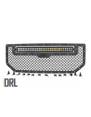 ROUGH COUNTRY MESH GRILLE | 30" DUAL ROW LED | BLACK | AMBER DRL | GMC SIERRA 1500 (16-18)