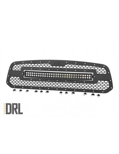 ROUGH COUNTRY MESH GRILLE | 30" DUAL ROW LED | BLACK | AMBER DRL | RAM 1500 (13-18 & CLASSIC)