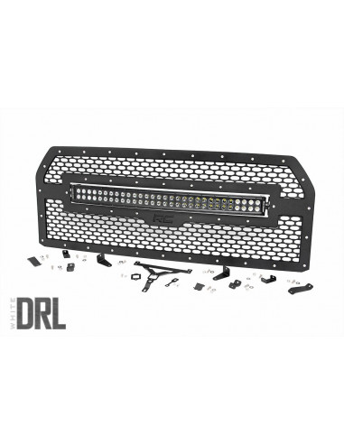 ROUGH COUNTRY MESH GRILLE | 30" DUAL ROW LED | BLACK SER | FORD F-150 (15-17)