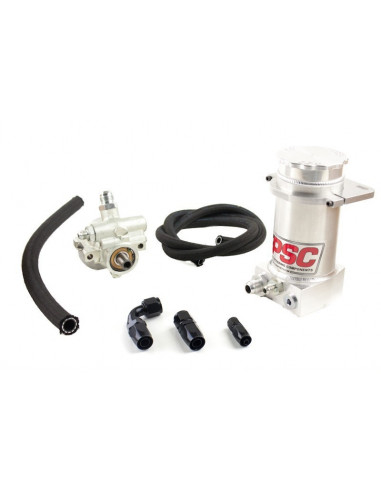 Pro Touring Type II Power Steering Pump and Brushed Aluminum Remote Reservoir Kit for Rack and Pinion PSC Performance
