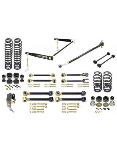 ROCKJOCK JOHNNY JOINT SUSPENSION SYSTEM 04-06 JEEP LJ UNLIMITED 4 INCH LIFT INCLUDES SPRINGS ADJ. CNTRL ARMS (DOUBLE ADJ. UPPERS
