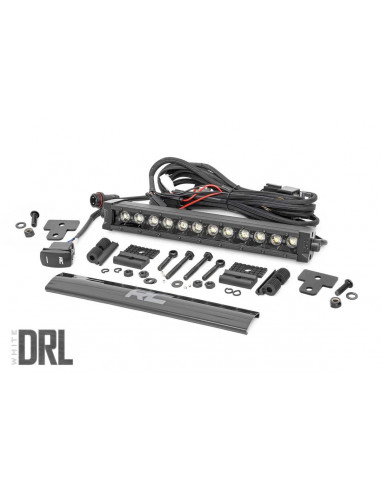 ROUGH COUNTRY LED LIGHT | BUMPER MOUNT | 12" BLACK SINGLE ROW | WHITE DRL | CAN-AM DEFENDER (16-22)