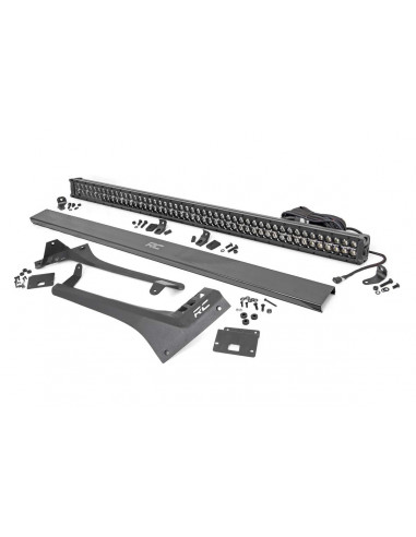 ROUGH COUNTRY JEEP 50-INCH LED LIGHT BAR UPPER WINDSHIELD KIT W/ DUAL-ROW BLACK SERIES LED | WHITE DRL (20-21 JT, 18-21 JL)