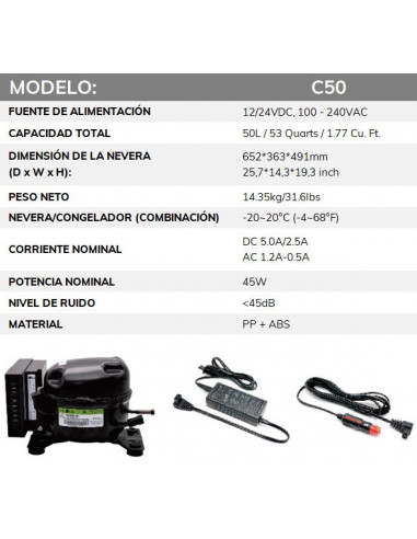 NEVERA CONGELADOR 50L