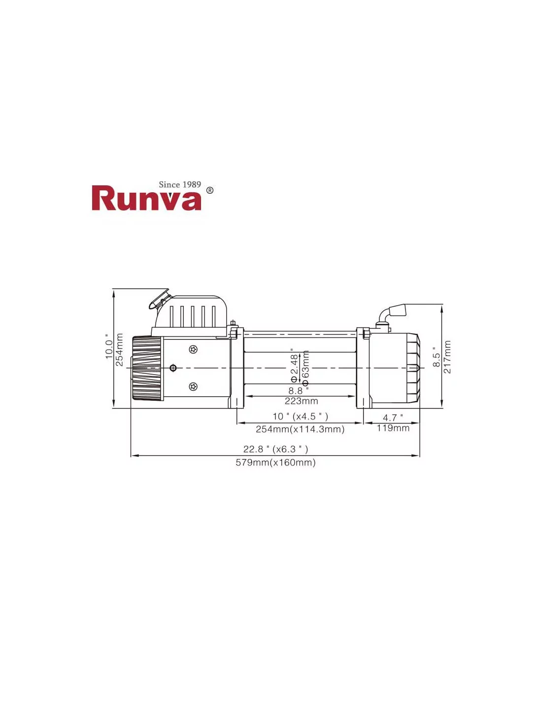 Cabrestante eléctrico Runva EWX12000UWS3 12V con cuerda de acero -  UNITRAILER