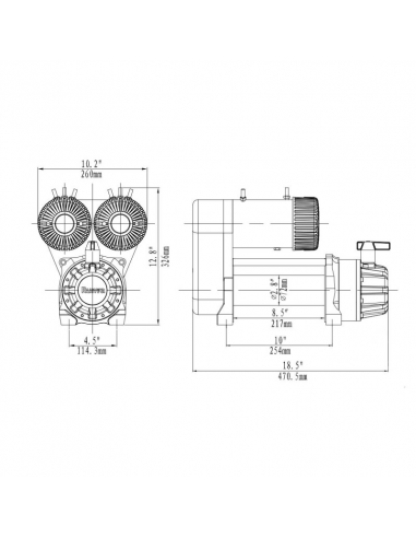WINCH ELEC BIMOTOR RUNVA 10000lb-4535kg 12V CS