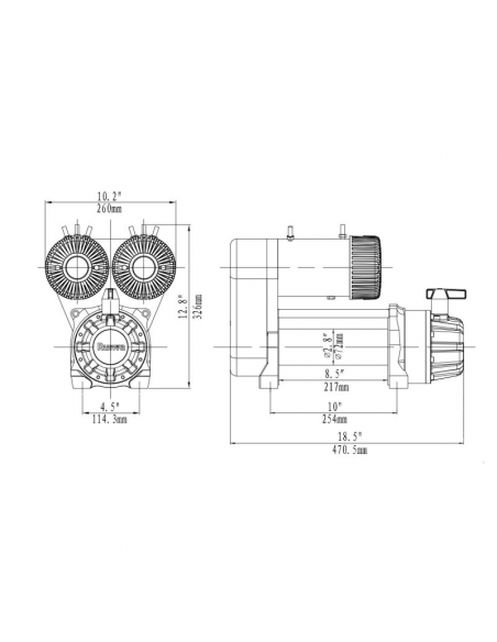 WINCH ELEC BIMOTOR RUNVA 10000lb-4535kg 12V CS