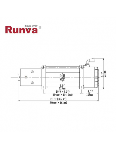 WINCH ELECTRICO RUNVA 9500lb-4309kg 12V C/MAND CS
