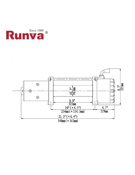WINCH ELECTRICO RUNVA 9500lb-4309kg 12V C/MAND CS
