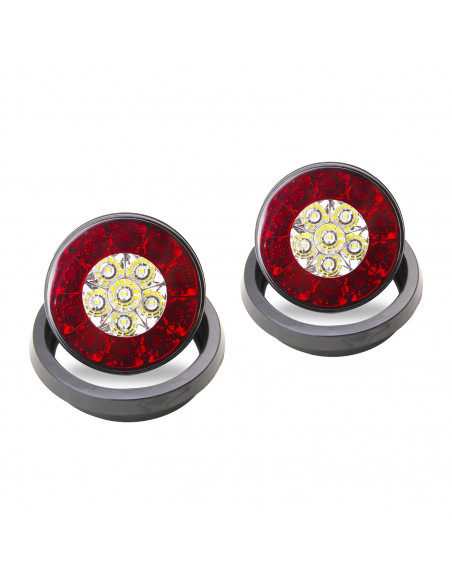 4 Inch Round LED Multi-Purpose Taillights w/ Rubber Grommets