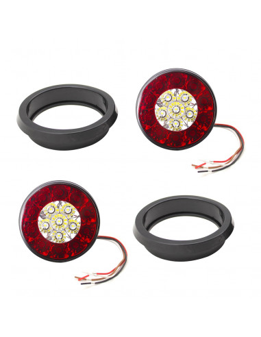 4 Inch Round LED Multi-Purpose Taillights w/ Rubber Grommets